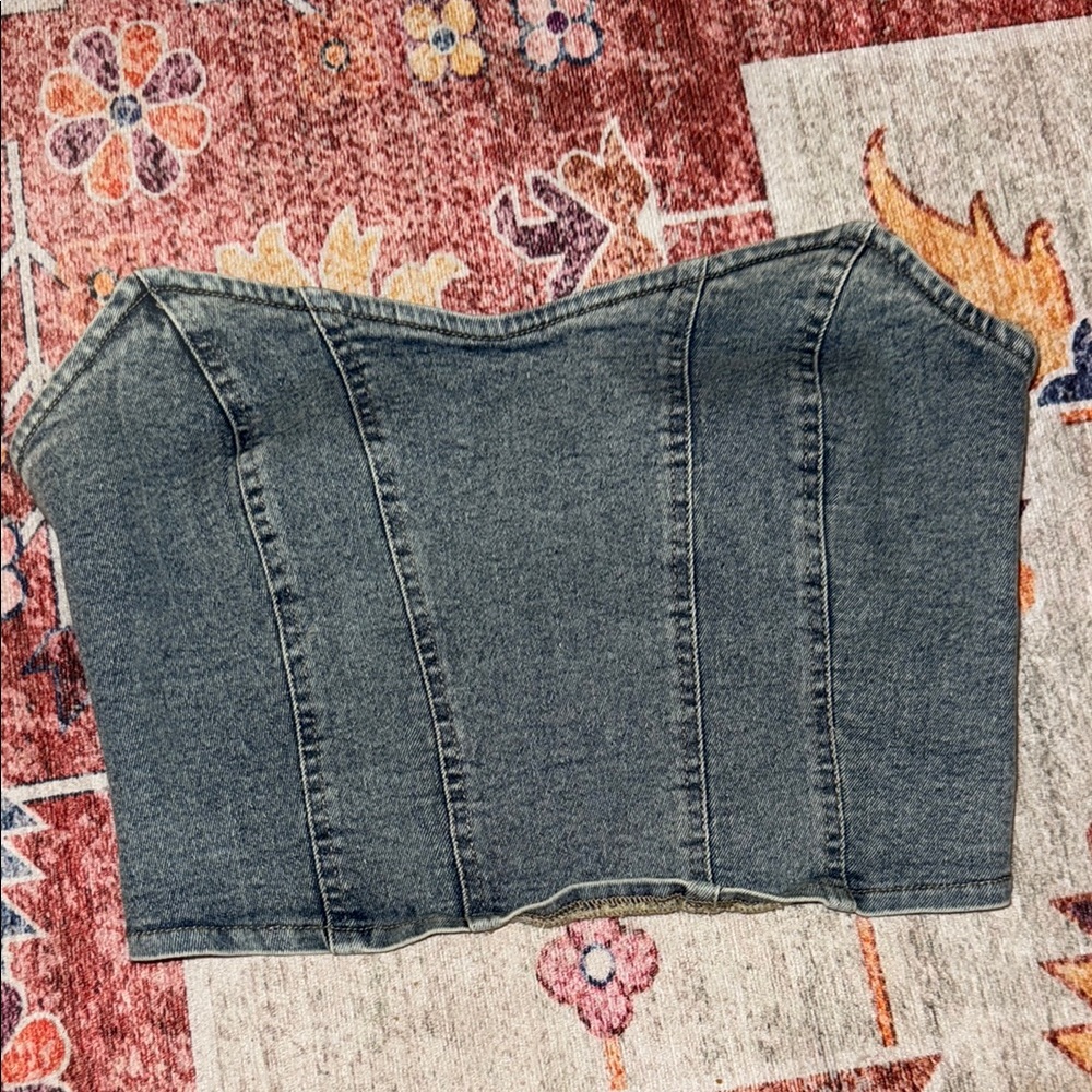 Timing Denim Crop Top - Blue